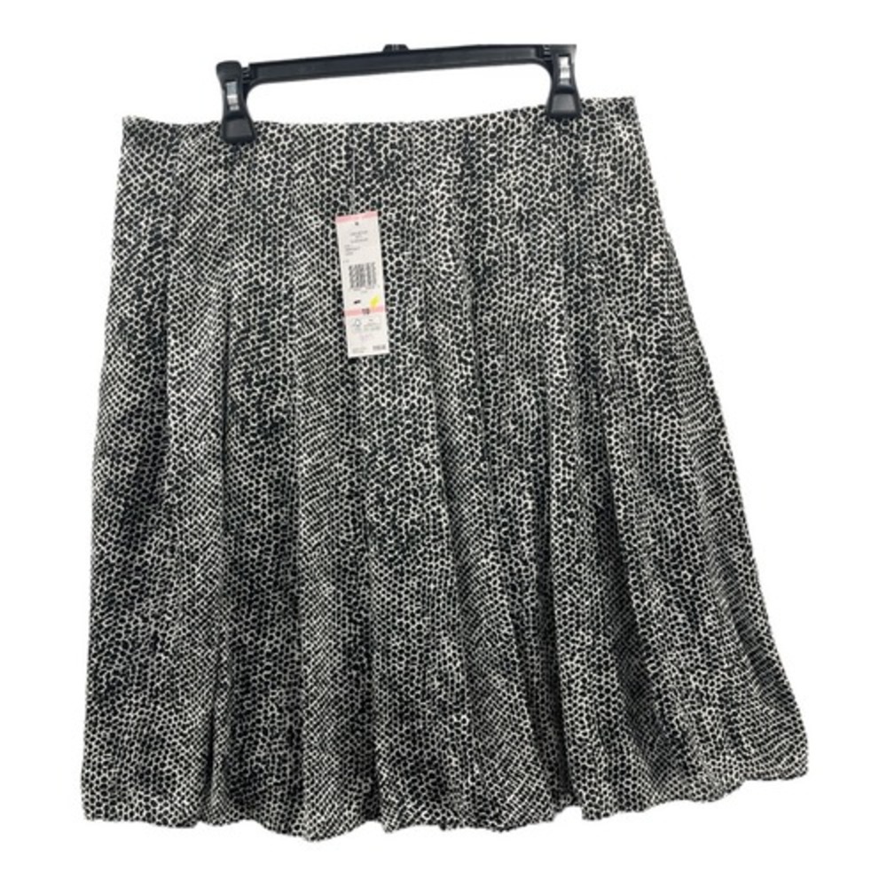 Jones New York‎ Signature Skirt Womens 10 Black White Pebble Print New Pleated
